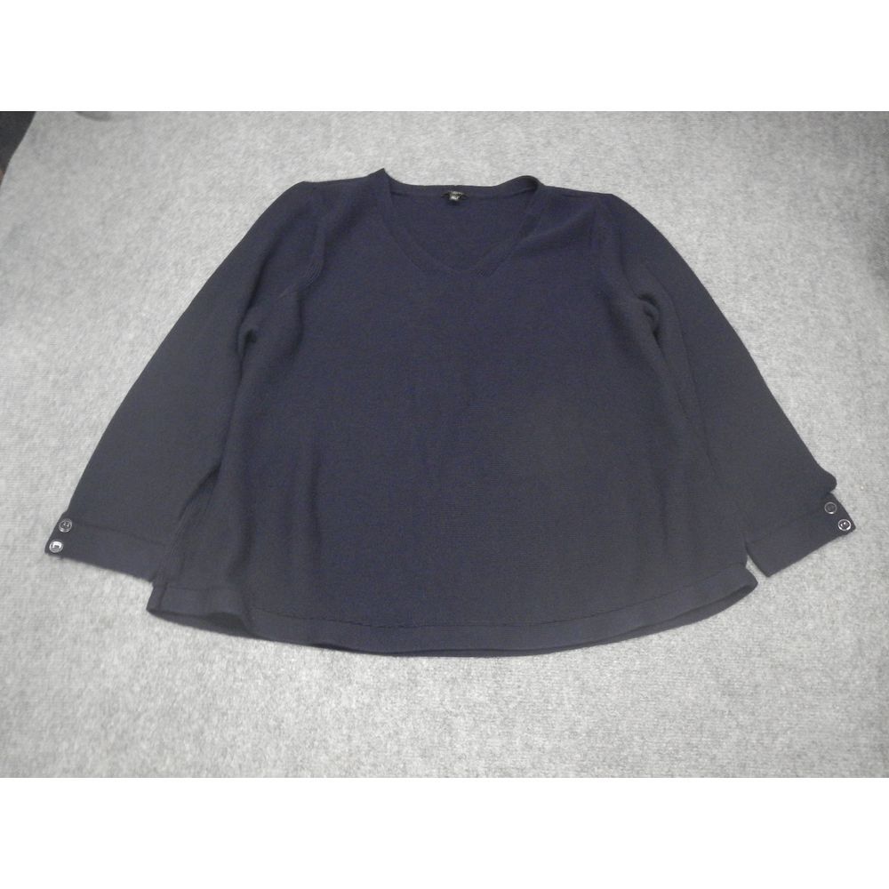 Talbots Sweater Women's Plus Size 3X Dark Navy Blue V-Neck Long Sleeve Knit‎
